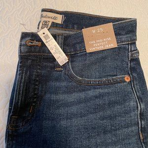 New with tags Madewell Size 25 Midrise Perfect Vintage Jean